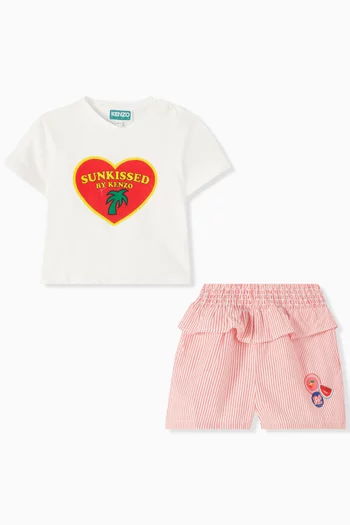 Heart-print 2-piece Set in Cotton