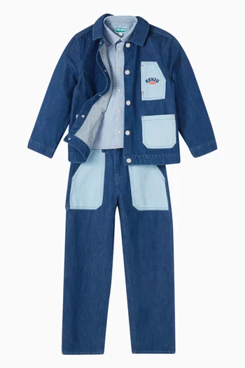 Seigaiha Logo-print Shirt in Cotton-chambray