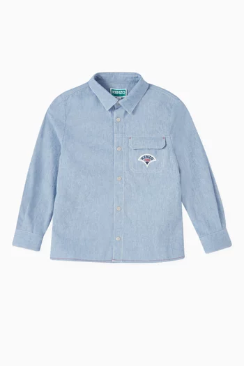 Seigaiha Logo-print Shirt in Cotton-chambray