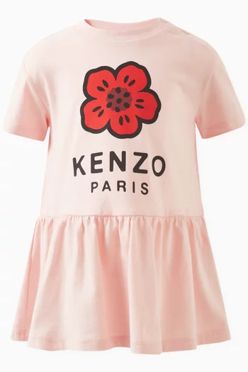 Logo Print Dress in Cotton