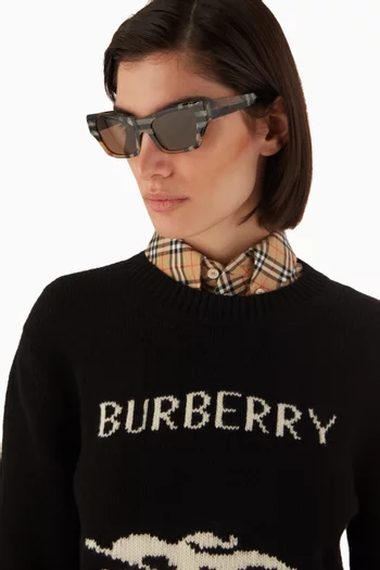Check-print Cat-eye Sunglasses in Acetate