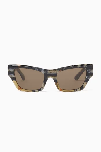 Check-print Cat-eye Sunglasses in Acetate