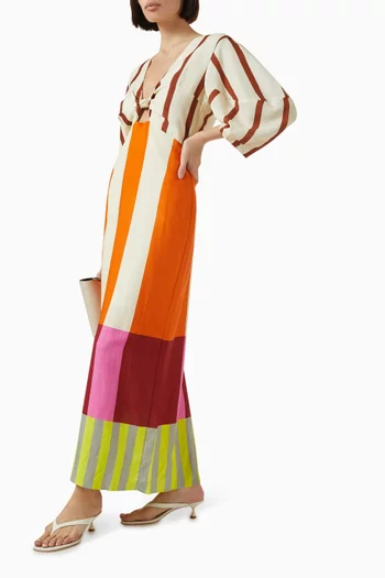 Gaia Cut-out Maxi Dress in Linen