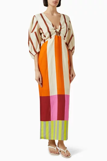 Gaia Cut-out Maxi Dress in Linen
