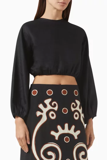 Bena Open-back Crop Top in Linen