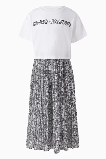 Jumbled Logo Pleated Skirt