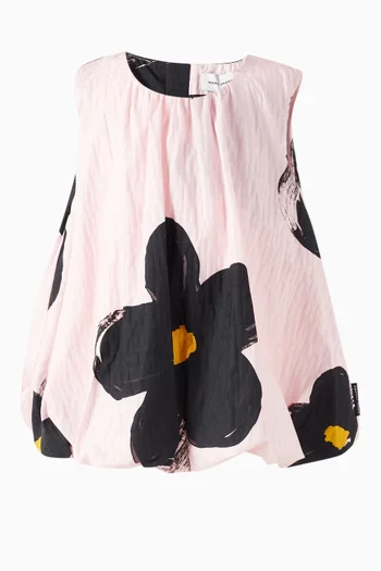 Floral-print Top in Cotton Poplin