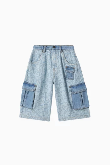 Logo-print Bermuda Shorts in Cotton-denim