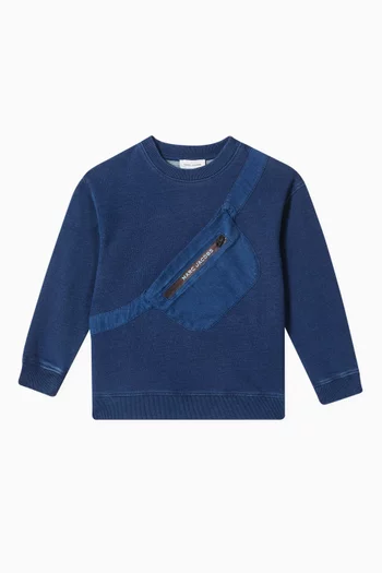 Belt Bag Sweatshirt in Cotton-chambray
