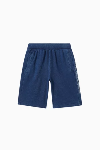 Logo-patch Bermuda Shorts in Cotton-chambray