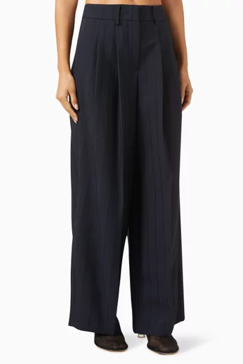 Striped Pleated Wide-leg Pants