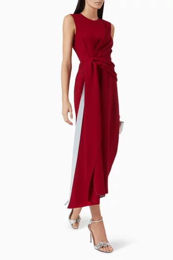 Elham Draped Midi Dress in Crepe