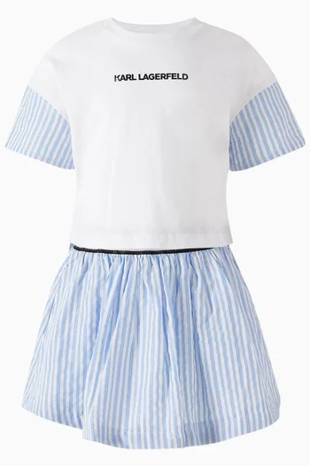 تنورة بنقشة مخططة مزيج قطن