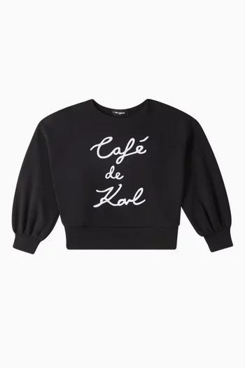 سويت شيرت بعبارة Cafe de Karl مزيج قطن