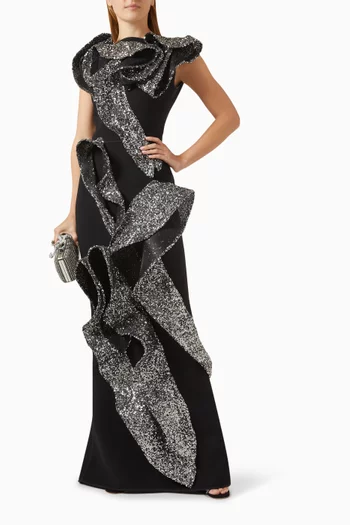 Tantalise Wave Sequin-embellished Gown