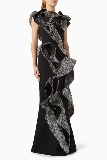 Tantalise Wave Sequin-embellished Gown