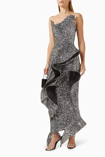 Thistle Wave Sequin-embellished Gown