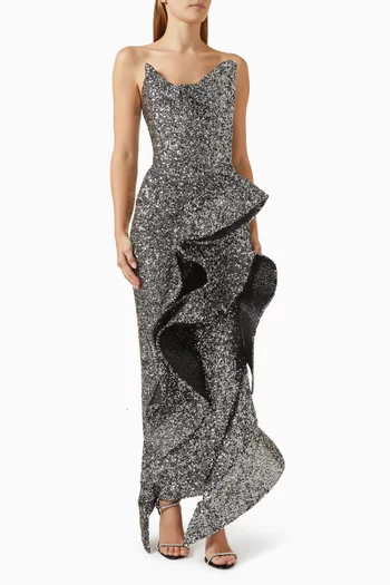 Thistle Wave Sequin-embellished Gown