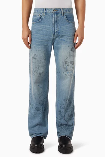 Bones Bootcut Jeans in Cotton-denim