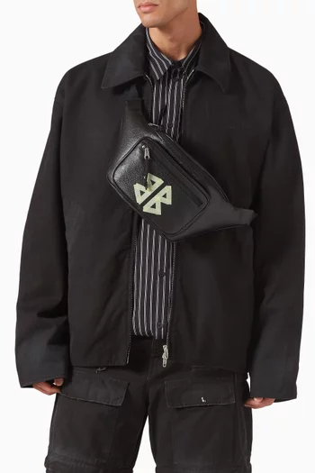 Tape Logo Explorer Belt Bag in Leather