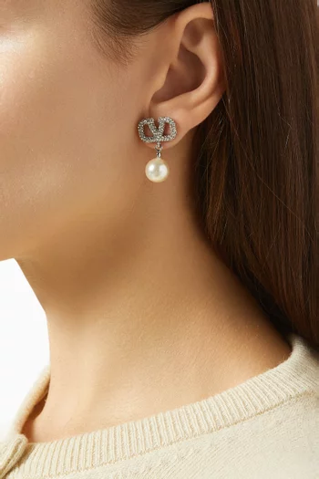 VLOGO Swarovski® Pearl Earrings in silver-tone Metal