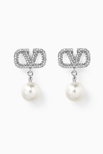 VLOGO Swarovski® Pearl Earrings in silver-tone Metal
