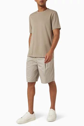 Pleated Bermuda Shorts in Cotton Twill