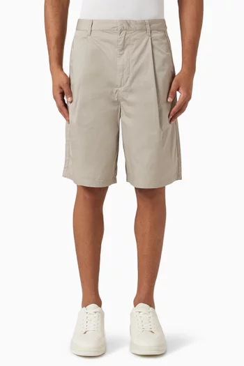Pleated Bermuda Shorts in Cotton Twill
