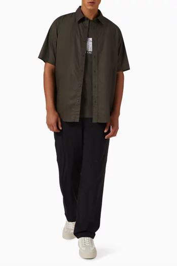 Logo-embroidered Textured Shirt in Cotton