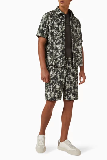 The Grid Palm Bermuda Shorts in Cotton