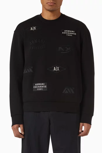 Mixed AX Logo Sweatshirt in Cotton