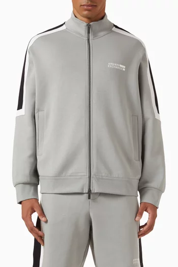 Zip-up Sweatshirt in Stretch Cotton-blend
