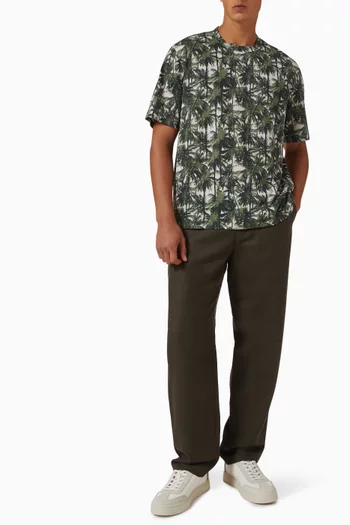 بنطال شينو بقصة ساق مستقيمة مزيج كتان