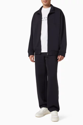 Zip Sweatshirt in Bonded Cotton-blend