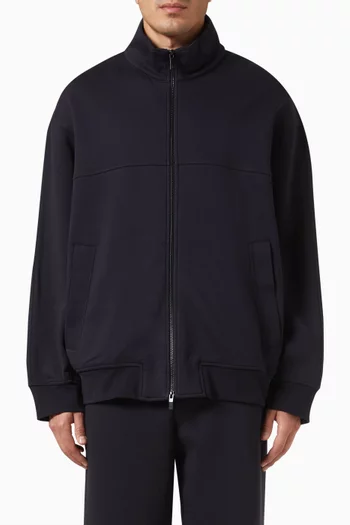 Zip Sweatshirt in Bonded Cotton-blend