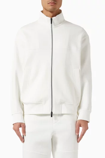 Zip Sweatshirt in Bonded Cotton-blend