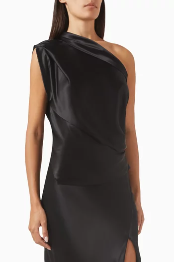 Asymmetrical Lapel Top in Silk