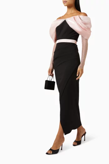 Ruffle High-low Maxi Dress in Scuba & Tulle