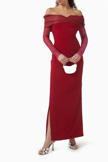Off-shoulder Maxi Dress in Scuba