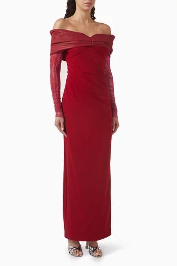 Off-shoulder Maxi Dress in Scuba