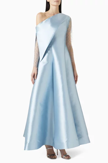 One-shoulder Gown in Mikado