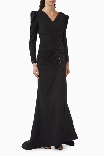 Embroidered Gown in Scuba