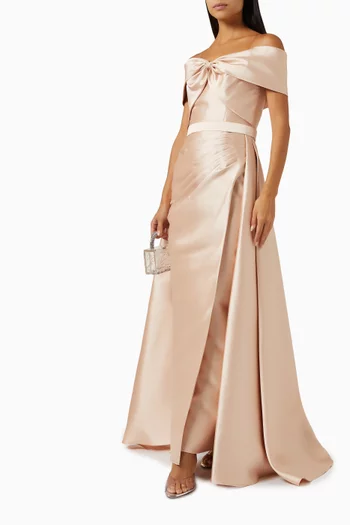 Off-shoulder Gown in Mikado