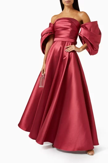 Off-shoulder Gown in Mikado