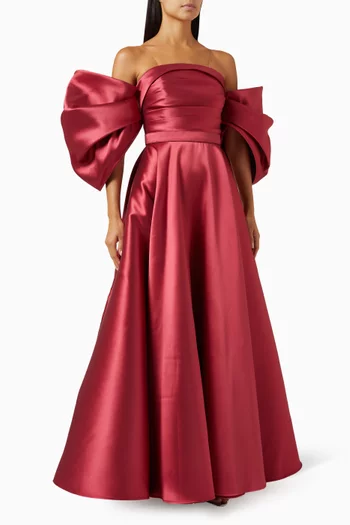 Off-shoulder Gown in Mikado