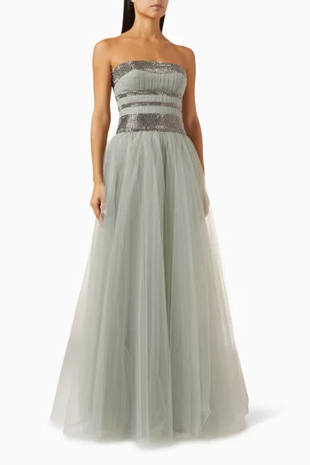Strapless georgette gown sale