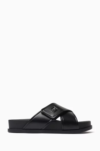 AX Logo Sandals in Faux Leather