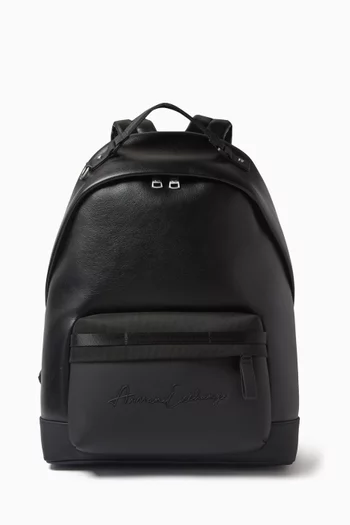 Logo-embossed Backpack in Faux Leather