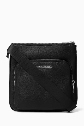Logo-plaque Crossbody Bag in Faux Leather