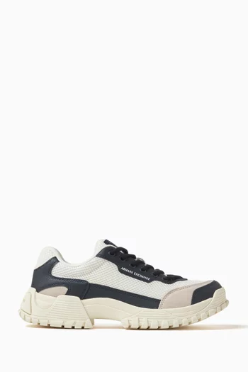 Low-top Sneakers in Mesh & Faux Leather